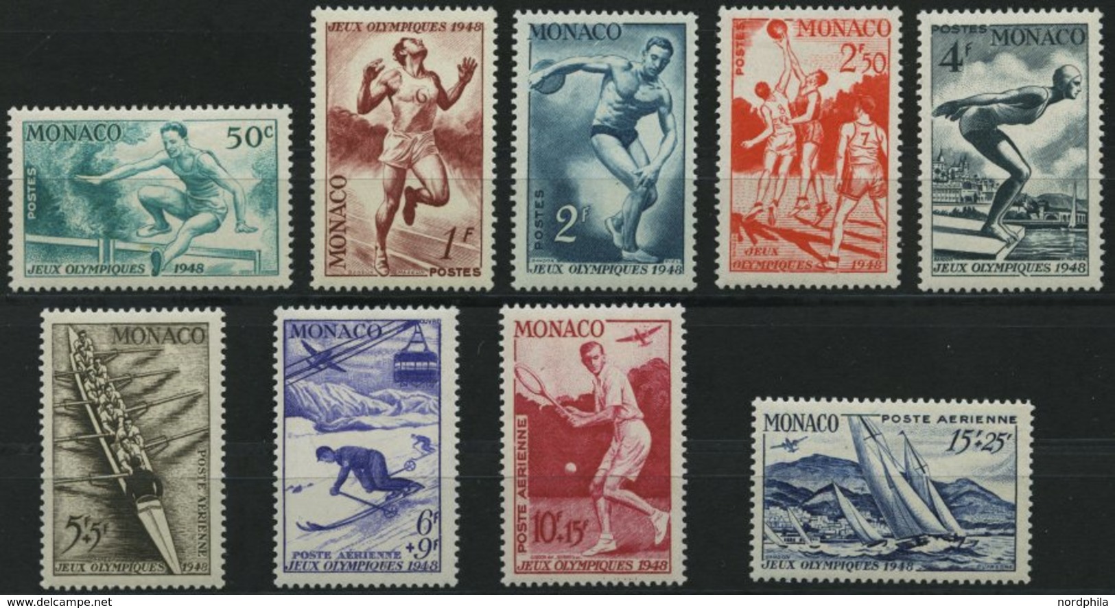 MONACO 339-47 *, 1948, Olympische Sommerspiele, Falzrest, Prachtsatz - Autres & Non Classés