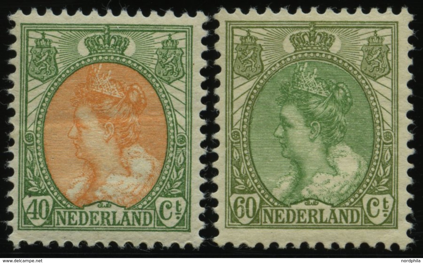 NIEDERLANDE 97/8A *, 1920, Königin Wilhelmina, Gezähnt K 121/2, Falzrest, 2 Prachtwerte - Altri & Non Classificati