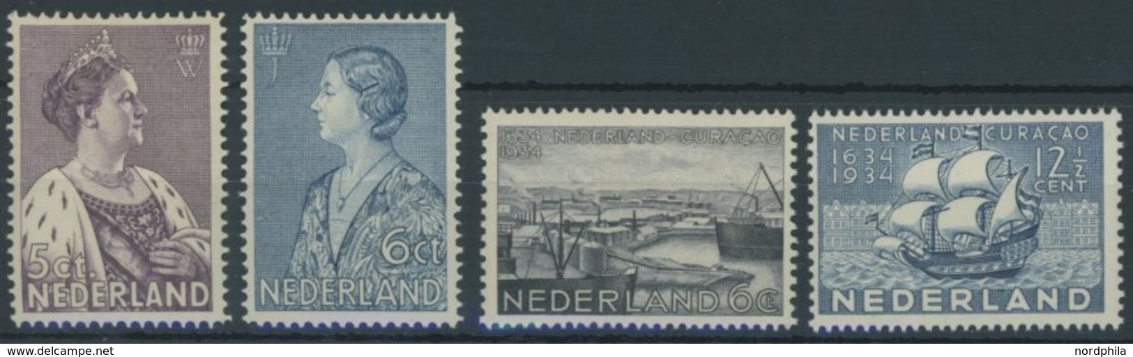 NIEDERLANDE 272-75 *, 1934, Nationales Crisis-Kommitee Und 300 Jahre Zugehörigkeit Curaçaos, Falzrest, 2 Prachtsätze - Sonstige & Ohne Zuordnung