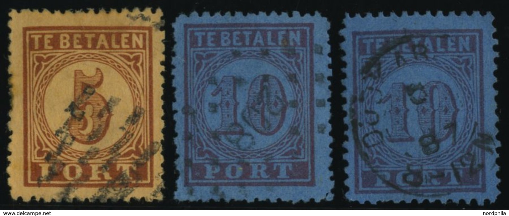 PORTOMARKEN P 1,2A/B O, 1870, Große Wertziffer, 3 Werte Feinst/Pracht, Mi. 71.- - Postage Due