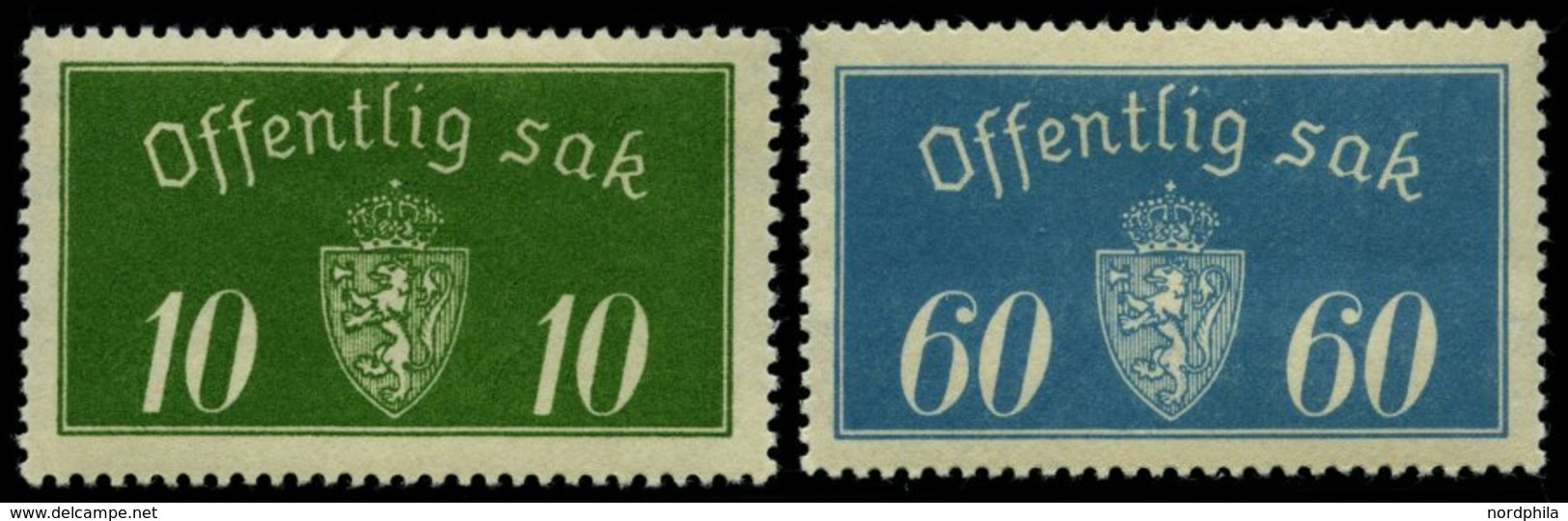 DIENSTMARKEN D 12I,19I *, 1933, 10 Ø Grün Und 60 Ø Grünblau, Type I, Falzreste, 2 Prachtwerte - Sonstige & Ohne Zuordnung