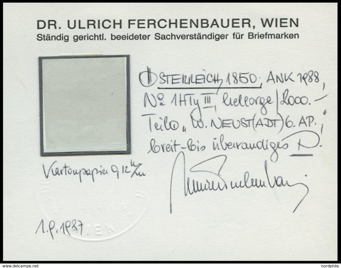 ÖSTERREICH 1Xb O, 1850, 1 Kr. Hellorange, Handpapier, Type III, Kartonpapier 0.12 Mm, L2 NEUSTADT, Pracht, Befund Dr. Fe - Used Stamps