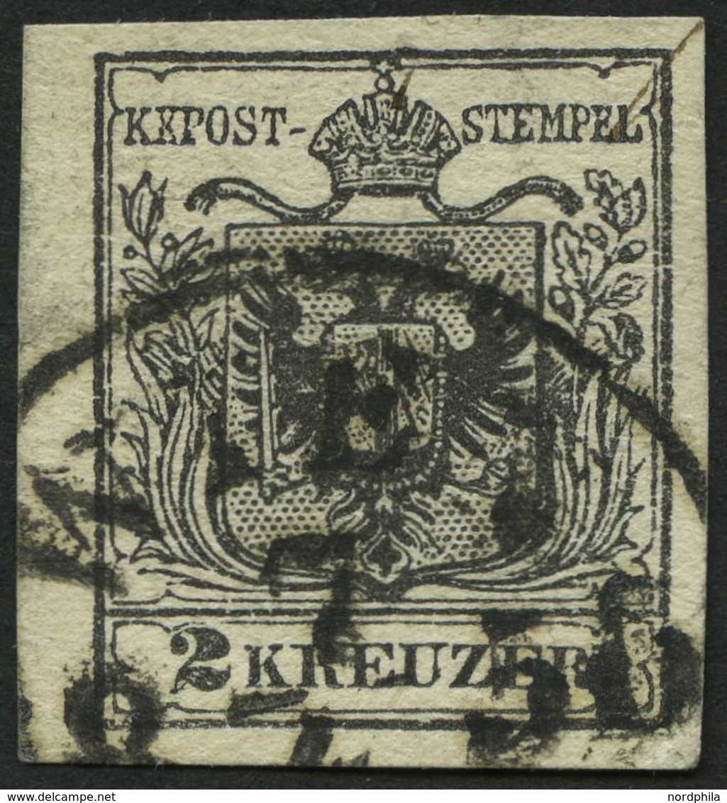 ÖSTERREICH 2Ya O, 1854, 2 Kr. Schwarz, Maschinenpapier, Type III, K1 WIEN 1. EXP., Pracht - Used Stamps