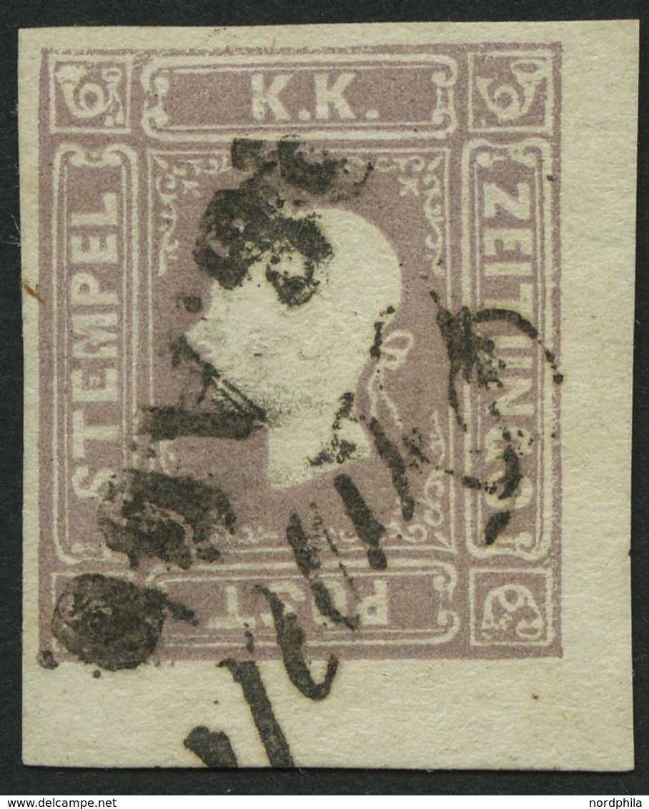 ÖSTERREICH 17 O, 1858, 1.05 Kr. Graulila, L2, Pracht, Attest Matl - Used Stamps