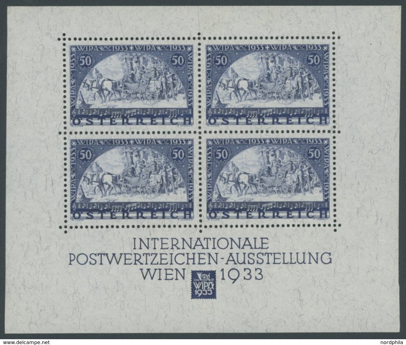 ÖSTERREICH Bl. 1 **, 1933, Block WIPA, Postfrisch Mit Den üblichen Leichten Klebespuren Im Oberrand, Inklusive Originalu - Used Stamps