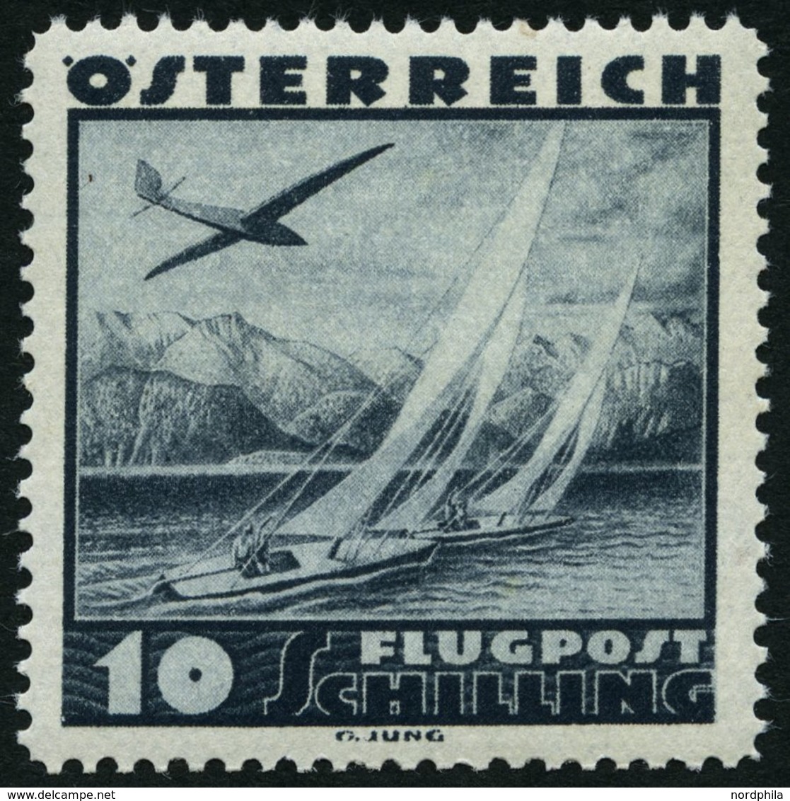 ÖSTERREICH 612 **, 1935, 10 S. Flugzeug über Landschaften, Pracht, Mi. 110.- - Used Stamps