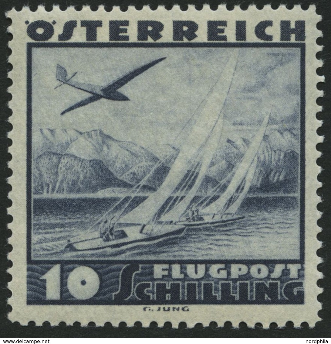 ÖSTERREICH 612 *, 1935, 10 S. Flugzeug über Landschaften, Falzrest, Pracht - Oblitérés