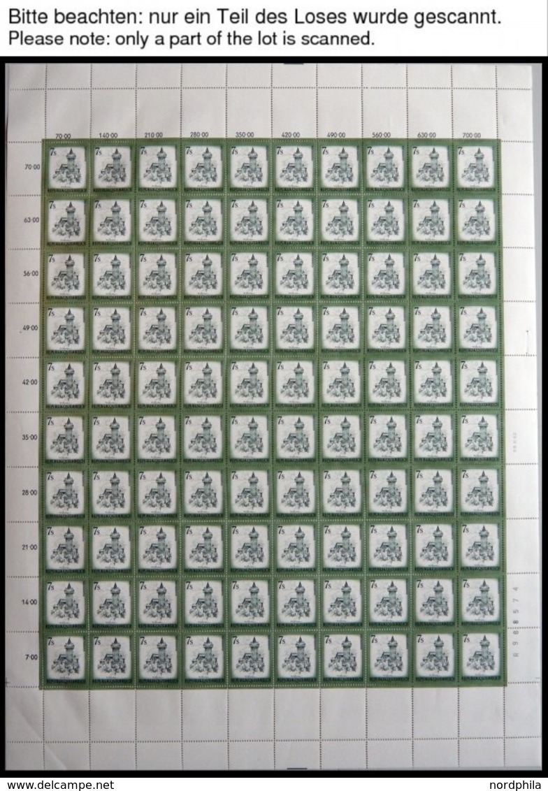 ÖSTERREICH A.1430-1711 **, 1973-82, 20 G. - 7 S. Schönes Österreich In Bogen (100) Mit Zierfeldern, Komplett Bis Auf 3 S - Used Stamps