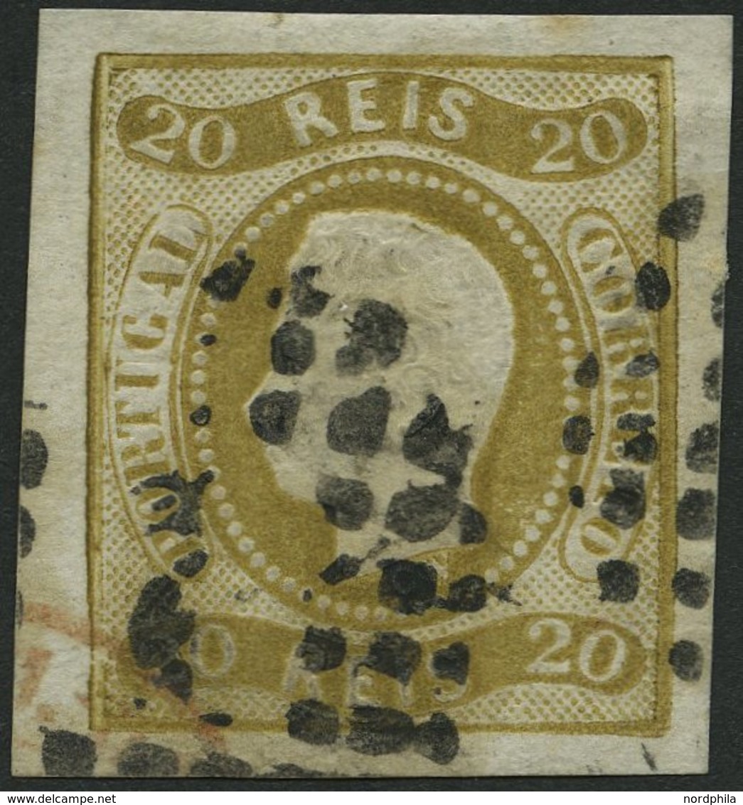 PORTUGAL 19 O, 1866, 20 R. Olivbraun, Pracht, Signiert Zumstein, Mi. 90.- - Gebraucht