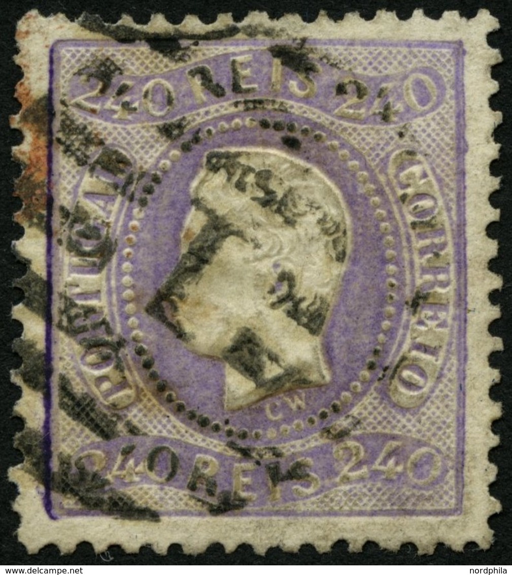 PORTUGAL 33 O, 1870, 240 R. Lila, Nummernstempel 1, Pracht, Mi. 600.- - Oblitérés