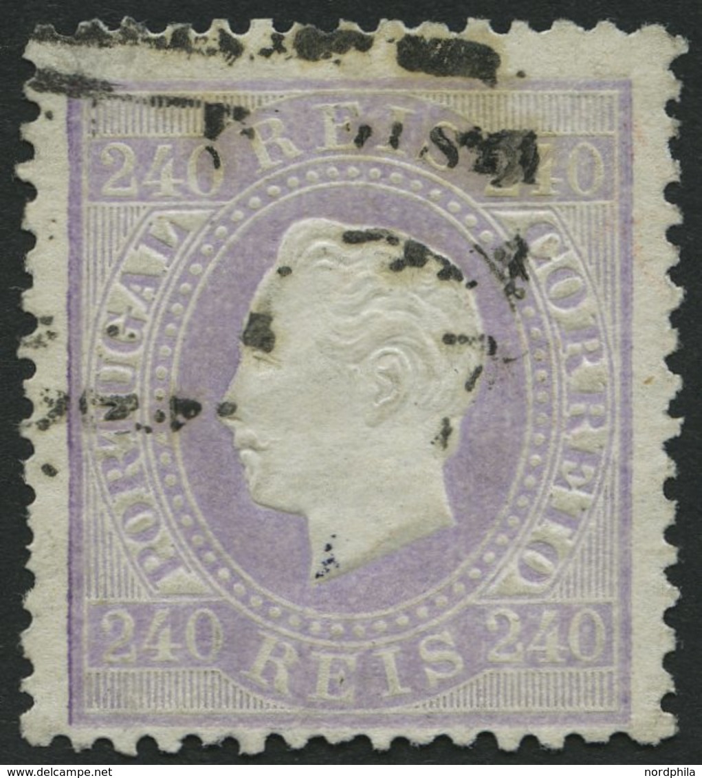 PORTUGAL 44B O, 1873, 240 R. Lila, Gezähnt 121/2, üblich Gezähnt Pracht, Mi. 1500.- - Gebraucht