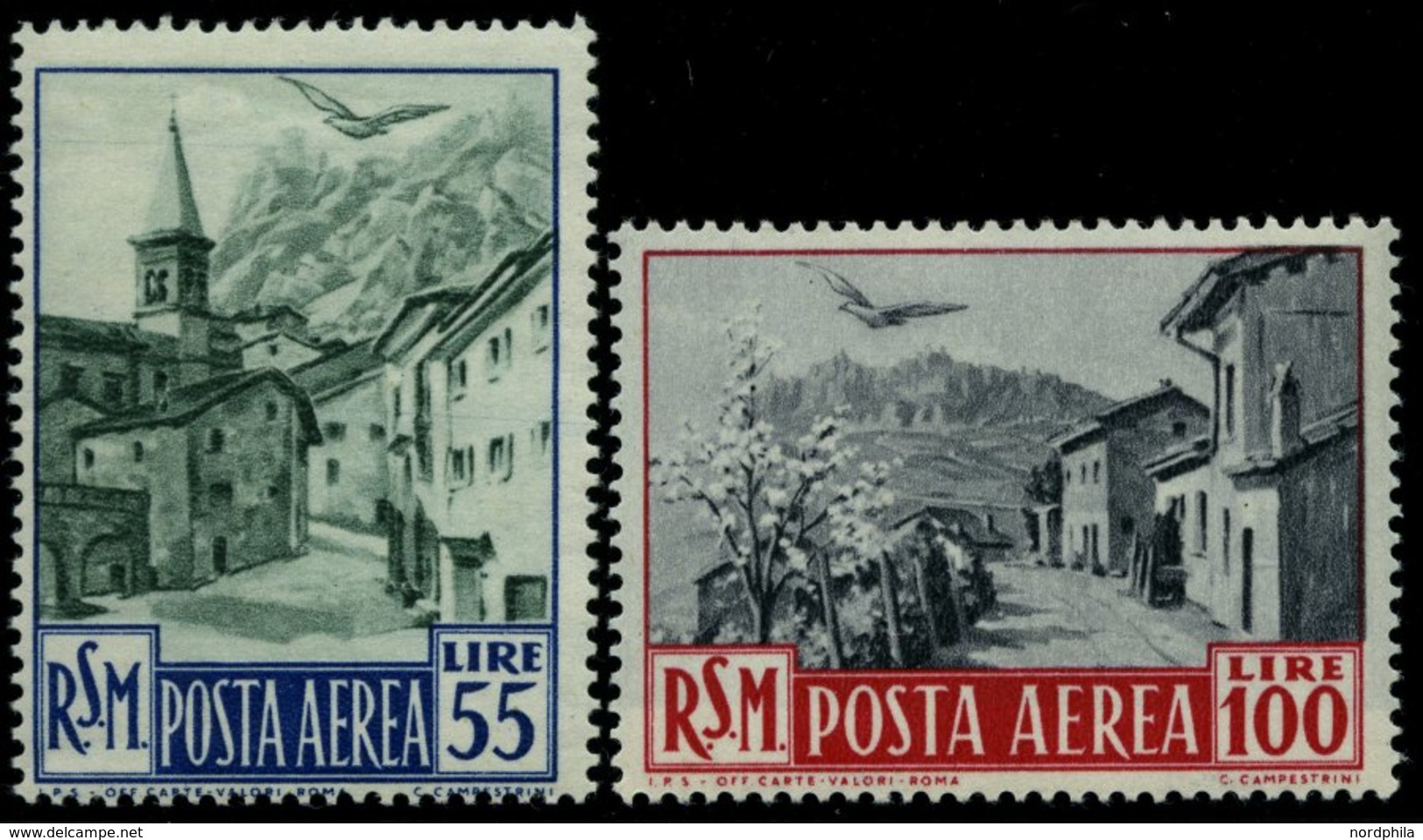 SAN MARINO 447/8 **, 1950, 55 Und 100 L. Flugpost, 2 Prachtwerte, Mi. 76.- - Altri & Non Classificati