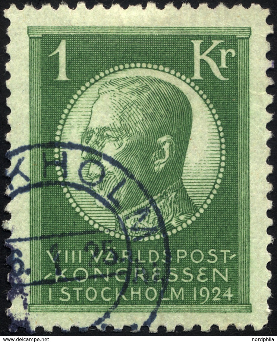 SCHWEDEN 156 O, 1924, 1 Kr. Weltpostkongreß, Pracht, Mi. 70.- - ... - 1855 Prephilately