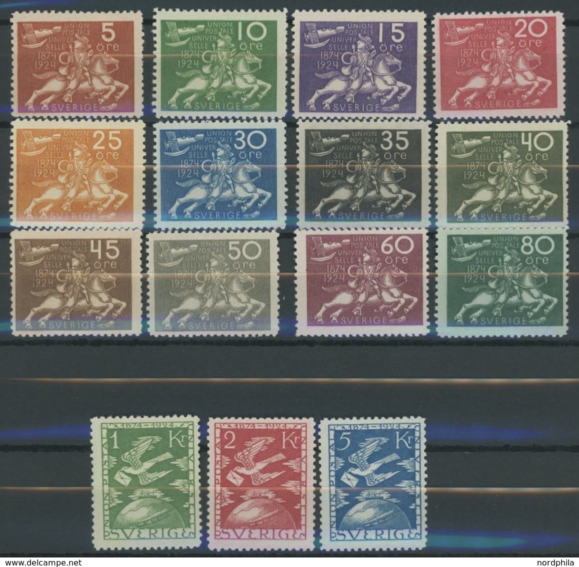 SCHWEDEN 159-73 **, 1924, UPU, Prachtsatz, Mi. 1500.- - ... - 1855 Prephilately