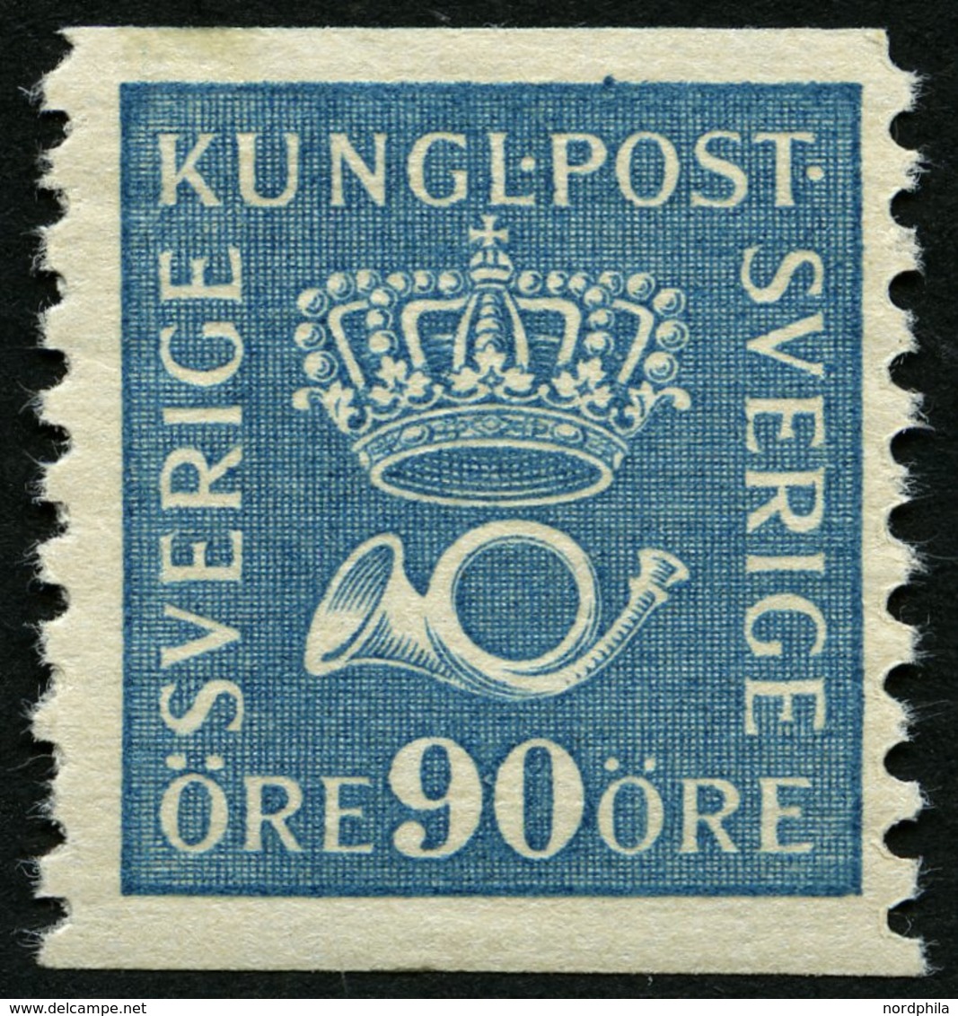 SCHWEDEN 200II *, 1934, 90 Ö. Hellblau, Weißes Papier, Falzrest, Pracht, Facit 850.- Skr. - ... - 1855 Vorphilatelie