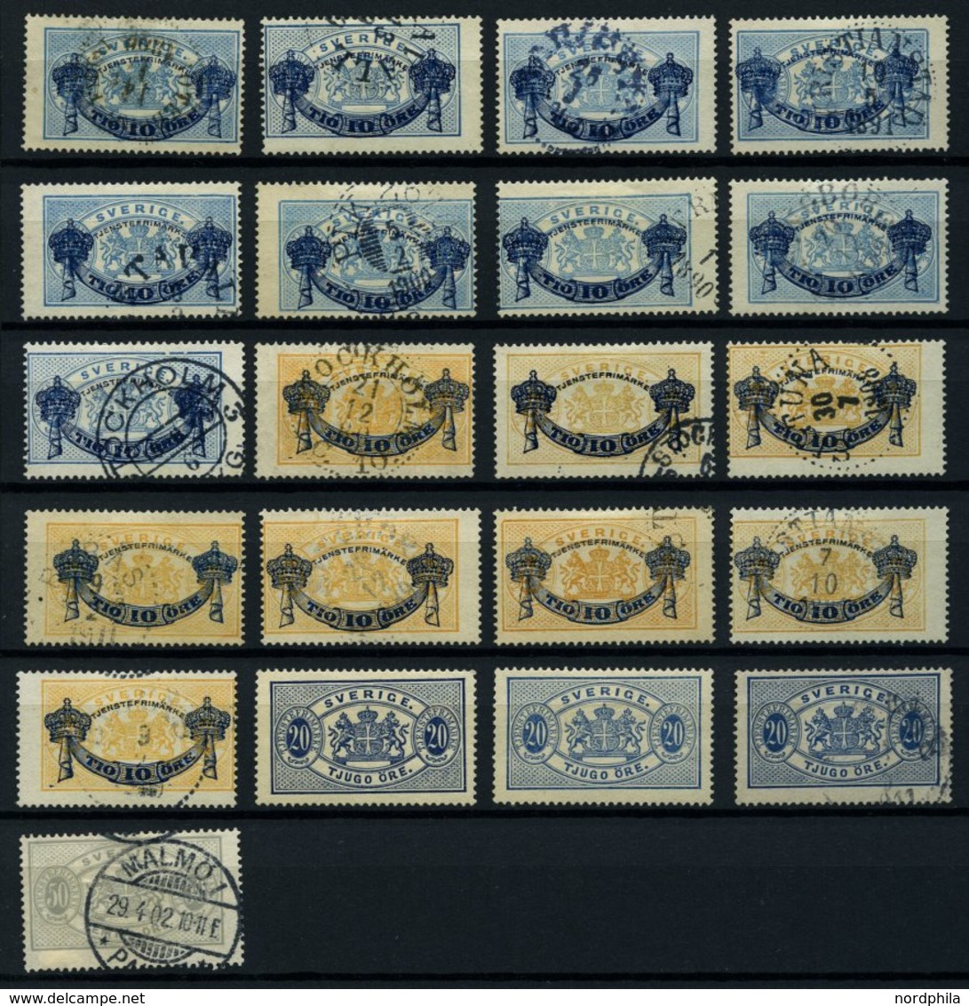 DIENSTMARKEN O.* , 1874-1893, Interessante Partie Von 129 Werten, Dabei Auch Bessere Farben- Und Stempel, Etwas Untersch - Officials