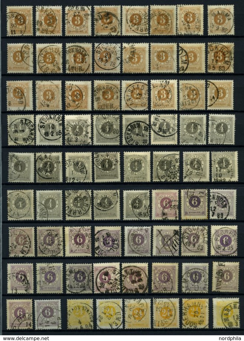 SAMMLUNGEN, LOTS O, 1855-1889, Saubere Gestempelte Partie Schweden Von 237 Werten Mit Guten Mittleren Ausgaben, Auch Ein - Collections