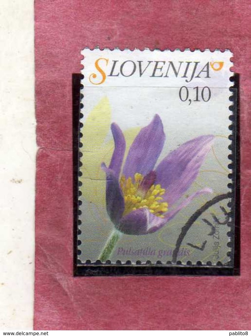 SLOVENIA SLOVENIJA SLOVENIE SLOWENIEN 2007 FLORA FLOWERS FIORI FLEURS Pulsatilla Grandis CENT. 10 USATO USED OBLITERE' - Slovenia