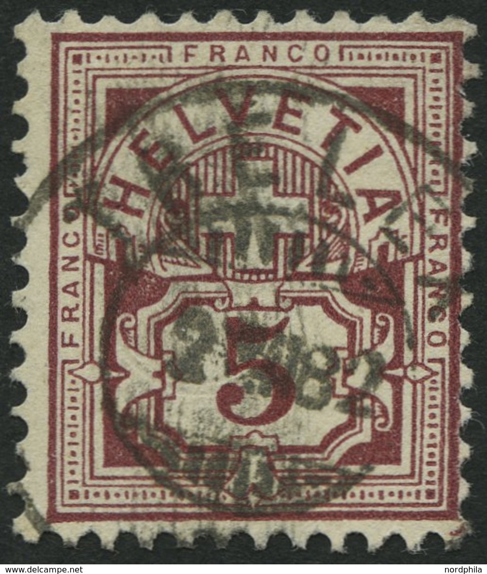 SCHWEIZ BUNDESPOST 46 O, 1882, 5 C. Lilabraun, Pracht, Mi. 120.- - 1843-1852 Kantonalmarken Und Bundesmarken