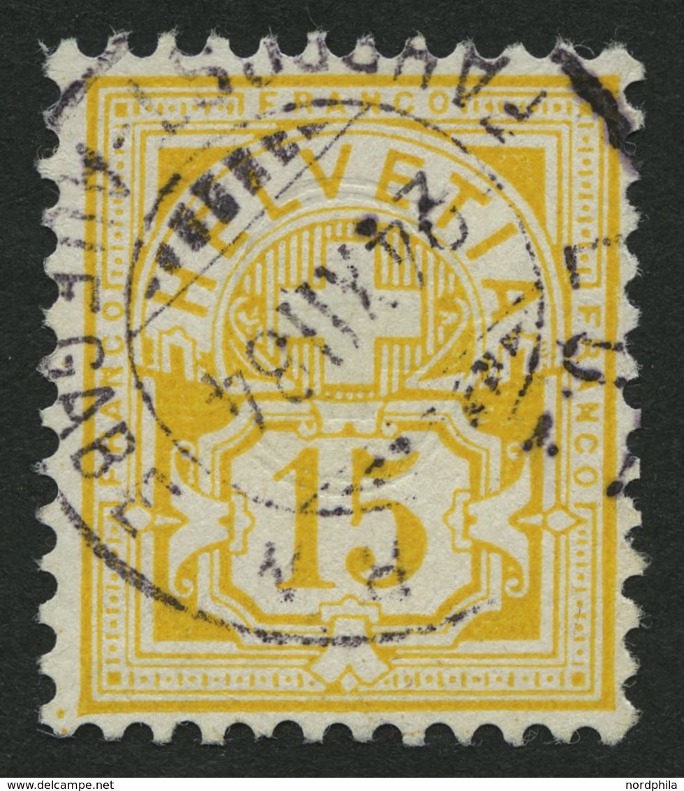 SCHWEIZ BUNDESPOST 49 O, 1882, 15 C. Lebhaftgelbocker, Pracht, Gepr. Liniger, Mi. 300.- - 1843-1852 Poste Federali E Cantonali