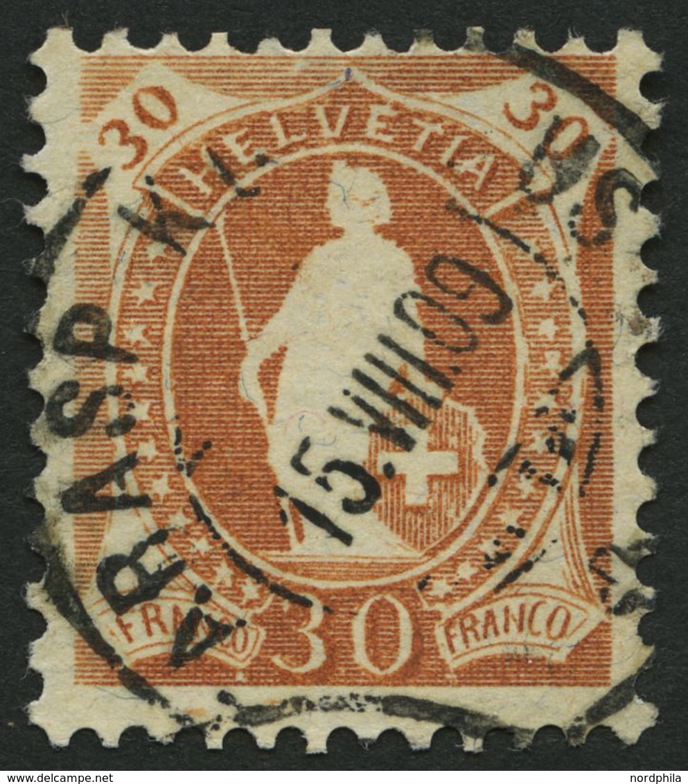 SCHWEIZ BUNDESPOST 90C O, 1907, 30 C. Braun, Gezähnt K 111/2:11, Faserpapier, Pracht, Mi. 420.- - 1843-1852 Kantonalmarken Und Bundesmarken