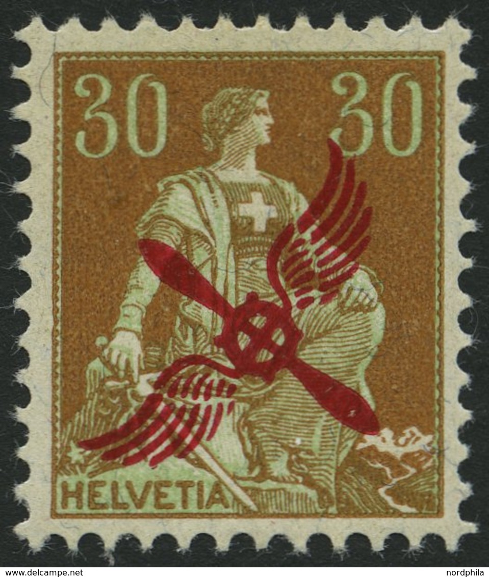 SCHWEIZ BUNDESPOST 152 *, 1920, 30 C. Flugverkehr Basel-Frankfurt, Falzrest, Pracht - 1843-1852 Timbres Cantonaux Et  Fédéraux