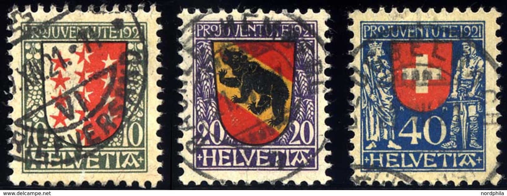 SCHWEIZ BUNDESPOST 172-74 O, 1921, Pro Juventute, Prachtsatz, Mi. 85.- - 1843-1852 Federal & Cantonal Stamps