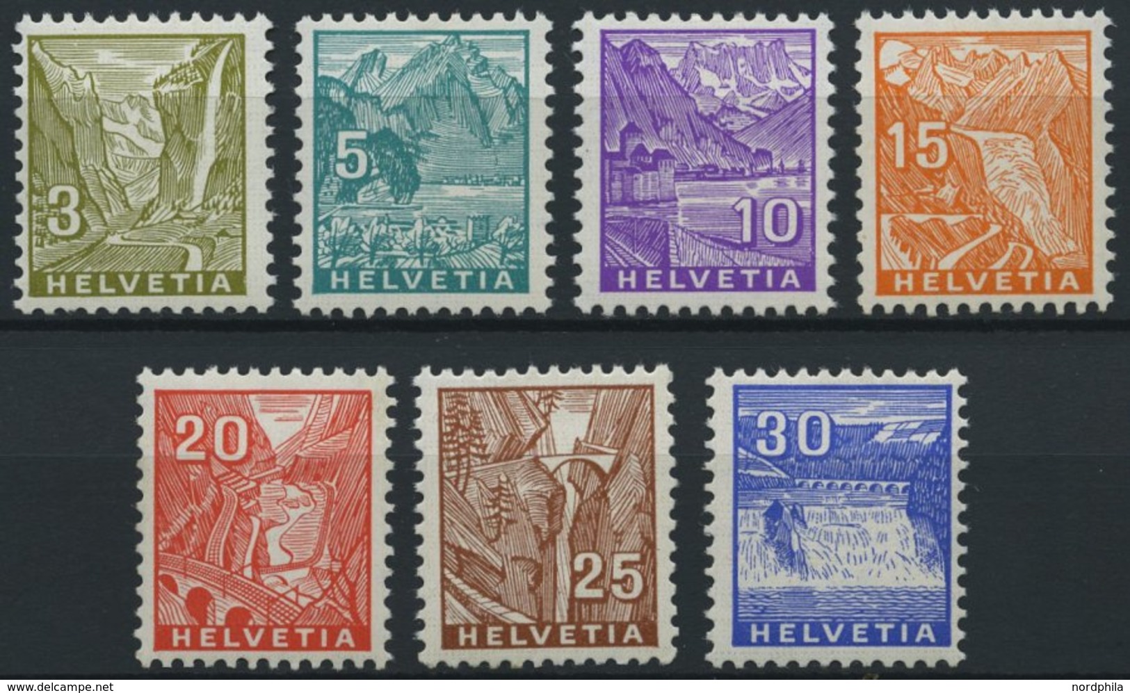 SCHWEIZ BUNDESPOST 270-76 **, 1934, Landschaften, Prachtsatz, Mi. 110.- - 1843-1852 Kantonalmarken Und Bundesmarken