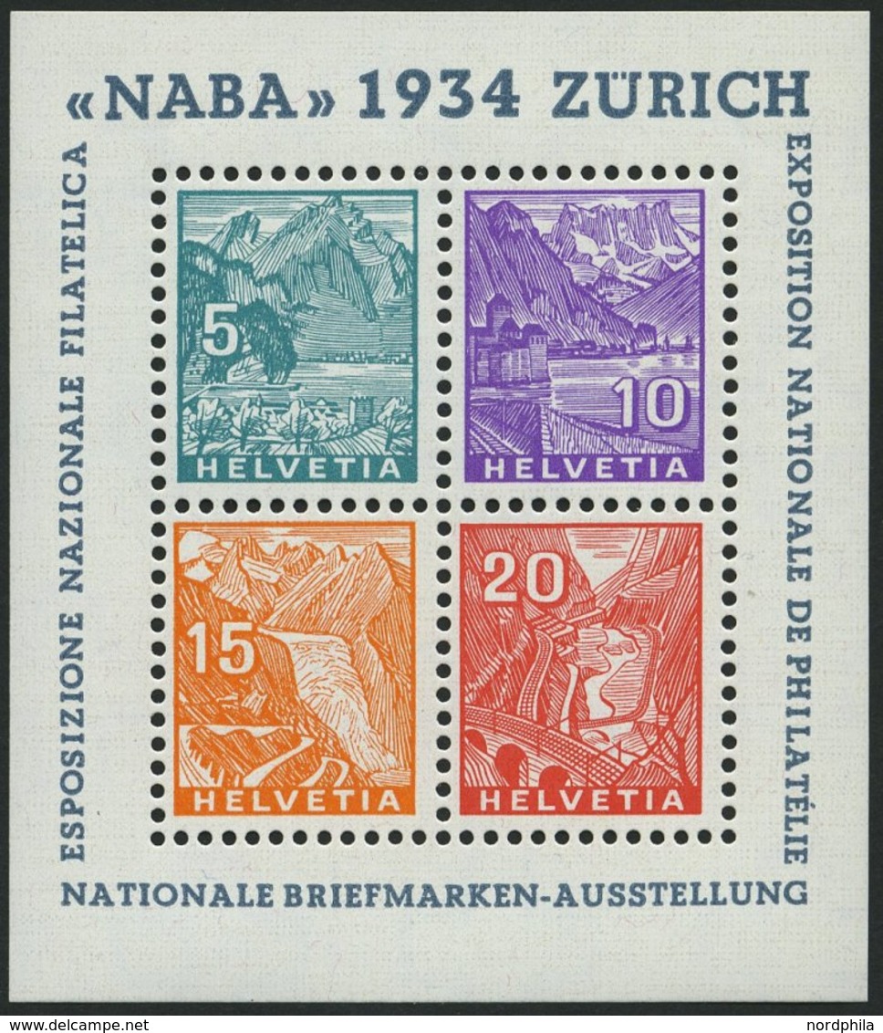 SCHWEIZ BUNDESPOST Bl. 1 **, 1934, Block NABA, Pracht, Mi. 800.- - 1843-1852 Timbres Cantonaux Et  Fédéraux