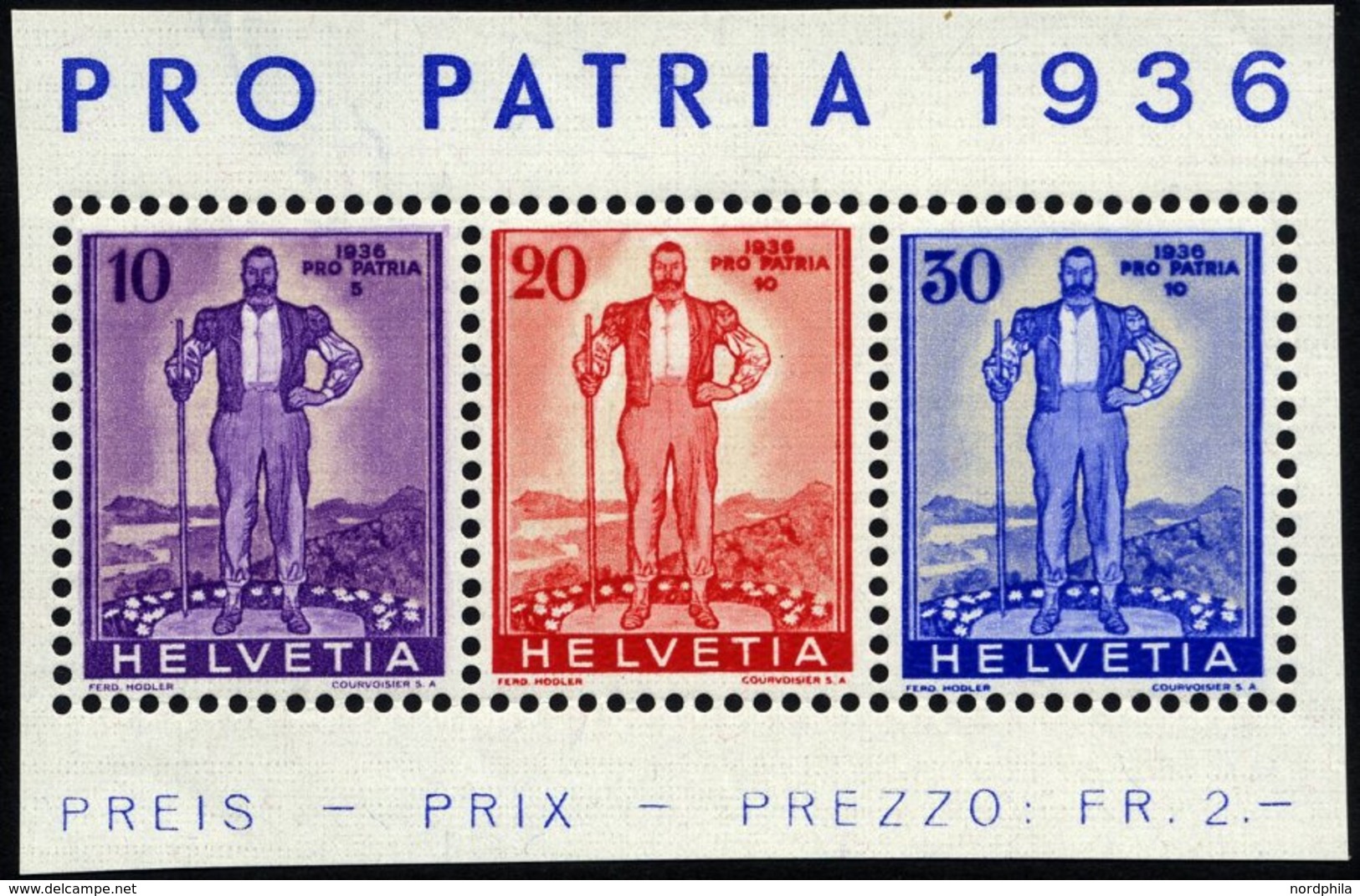 SCHWEIZ BUNDESPOST A294-96 **, 1936, Pro Patria, Prachtstreifen, Mi. 52.- - 1843-1852 Timbres Cantonaux Et  Fédéraux