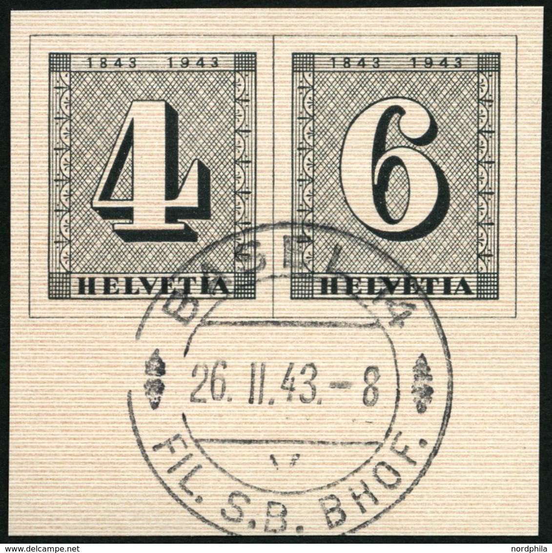 SCHWEIZ BUNDESPOST 417/8 O, 1943, Einzelmarken 100 Jahre Briefmarken, Ersttags-Sonderstempel, Prachtpaar - 1843-1852 Federal & Cantonal Stamps