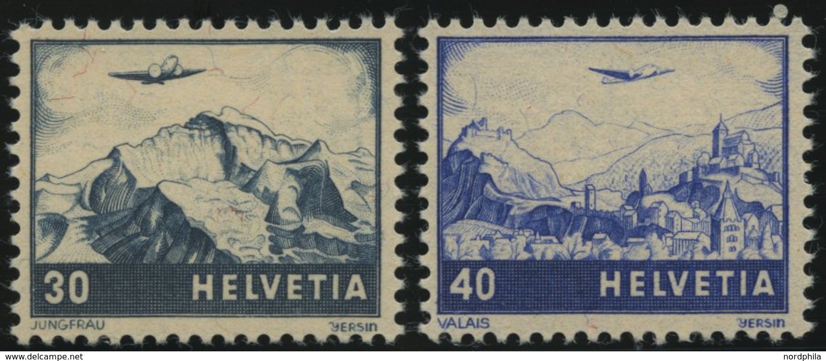 SCHWEIZ BUNDESPOST 506/7 **, 1948, Flugzeug über Landschaften, Pracht, Mi. 70.- - 1843-1852 Federal & Cantonal Stamps