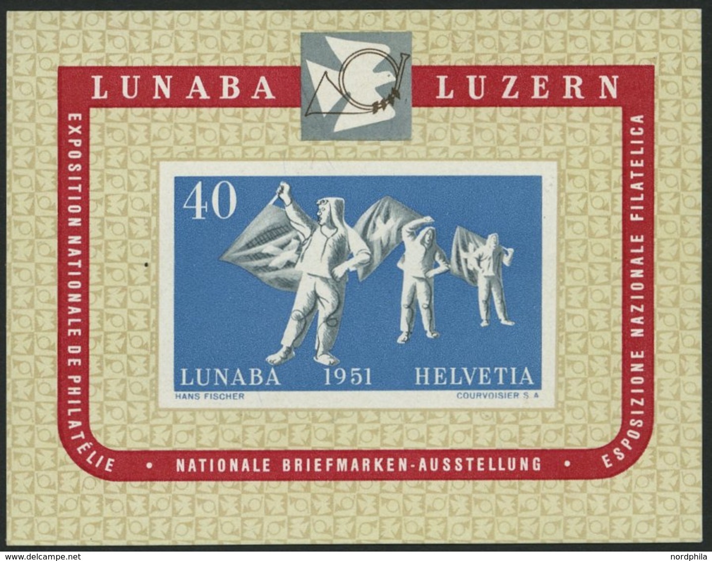 SCHWEIZ BUNDESPOST Bl. 14 **, 1951, Block LUNABA, Pracht, Mi. 260.- - 1843-1852 Timbres Cantonaux Et  Fédéraux