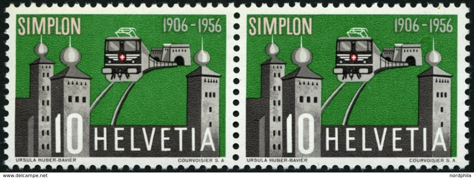 SCHWEIZ BUNDESPOST 624 **, 1956, 10 C. 50 Jahre Simplontunnel Mit Abart Retusche Zwischen Tunnel Und Turmspitze, Pracht, - 1843-1852 Poste Federali E Cantonali