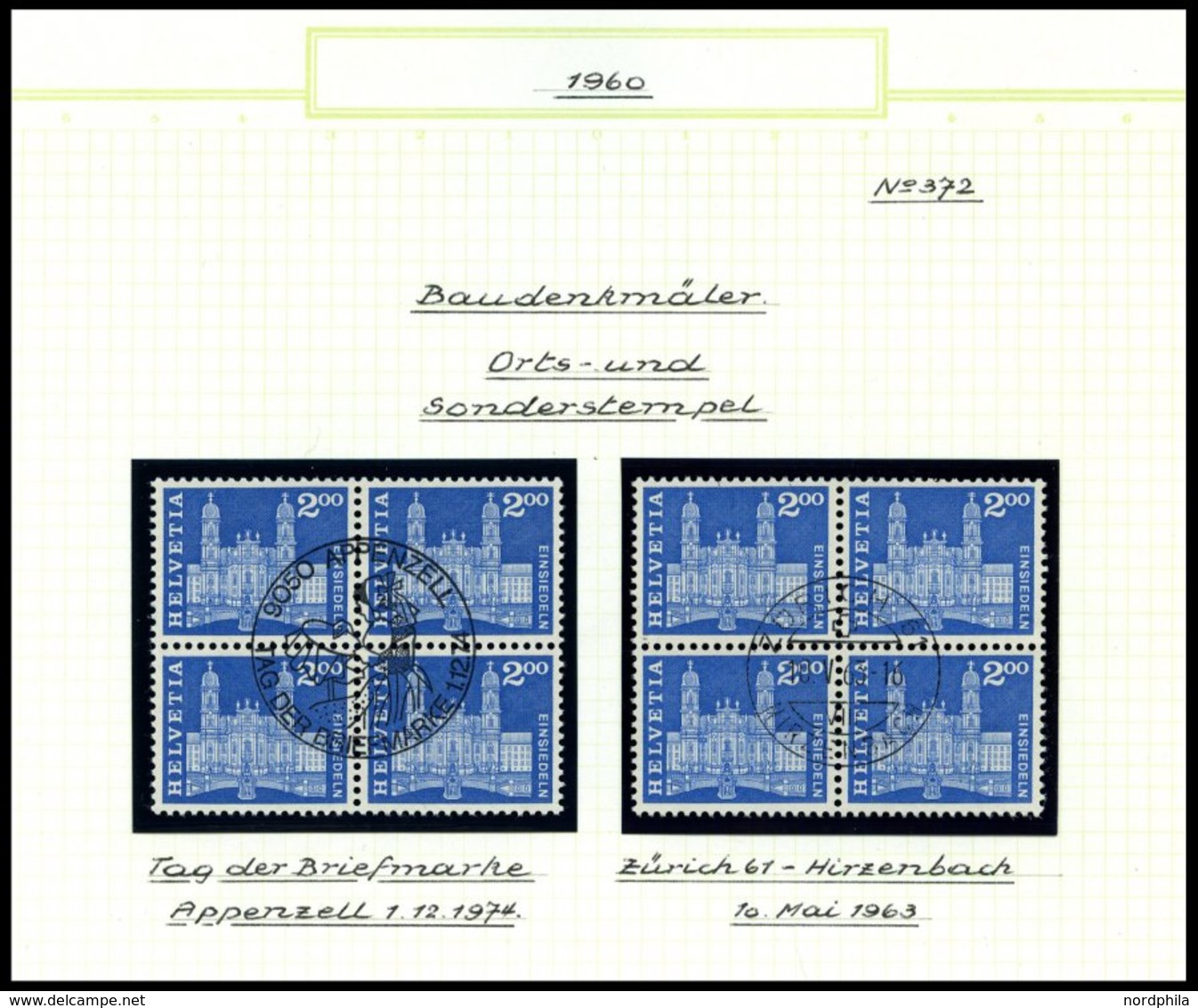 SCHWEIZ BUNDESPOST 696-713x VB O, 1960, Postgeschichtliche Motive Und Baudenkmäler, Normales Papier, In Zentrisch Gestem - 1843-1852 Kantonalmarken Und Bundesmarken