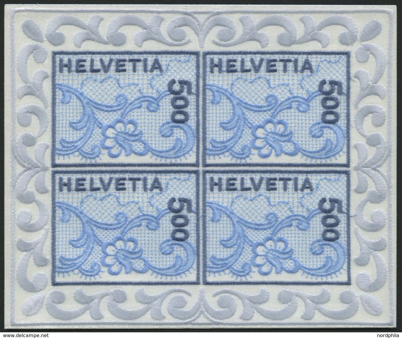 SCHWEIZ BUNDESPOST 1726KB **, 2000, 5 Fr. Galler Stickerei Im Kleinbogen, Pracht, Mi. 220.- - 1843-1852 Federal & Cantonal Stamps