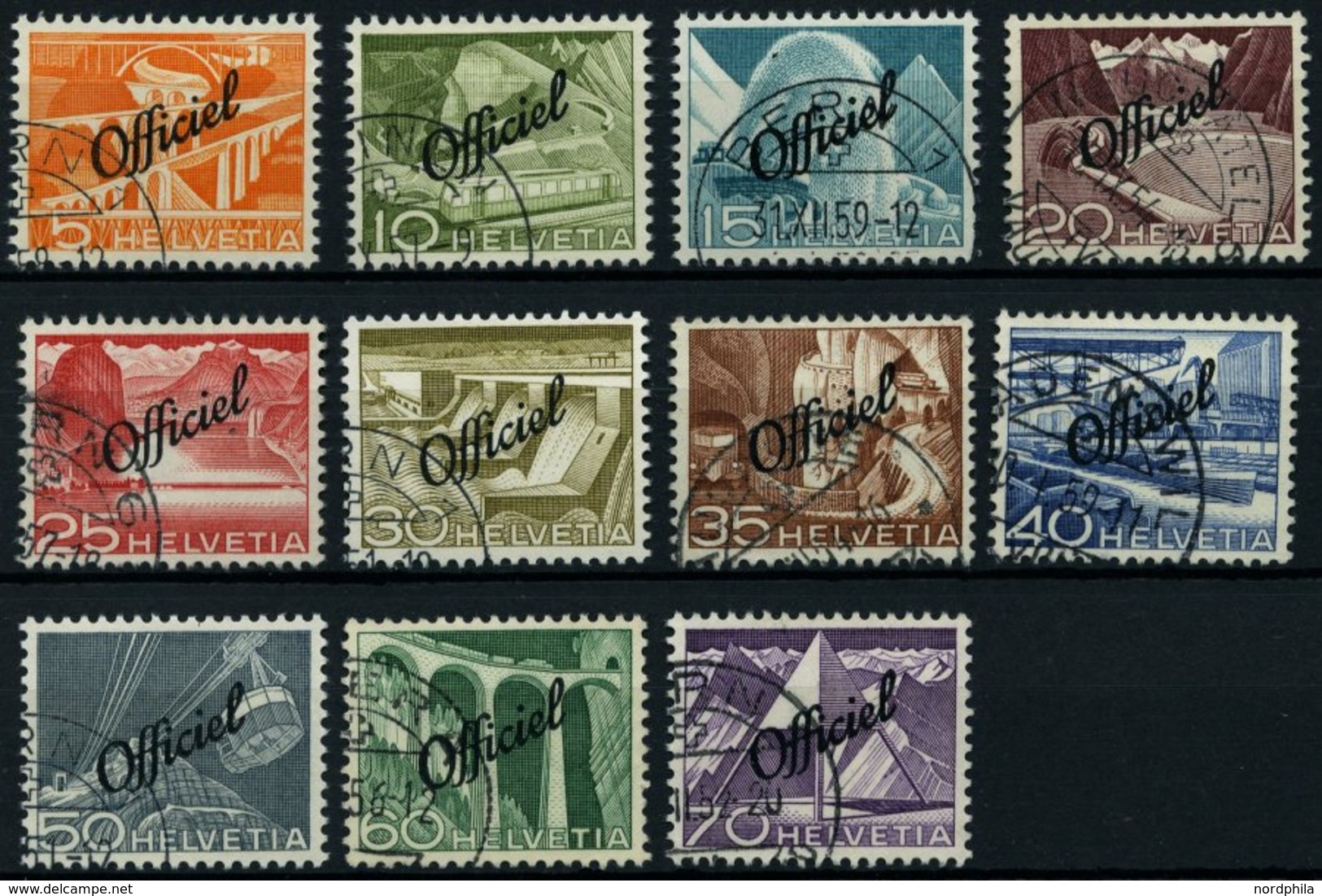 DIENSTMARKEN D 64-74 O, 1950, Officiel, Prachtsatz, Mi. 100.- - Service