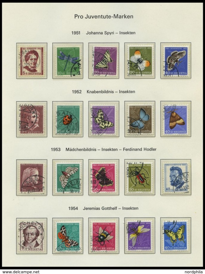 SAMMLUNGEN O, 1913-1977, Gestempelte Sammlung Pro Juventute Auf Biella Seiten, Bis Auf Die Blocks Komplett, Fast Nur Pra - Collections