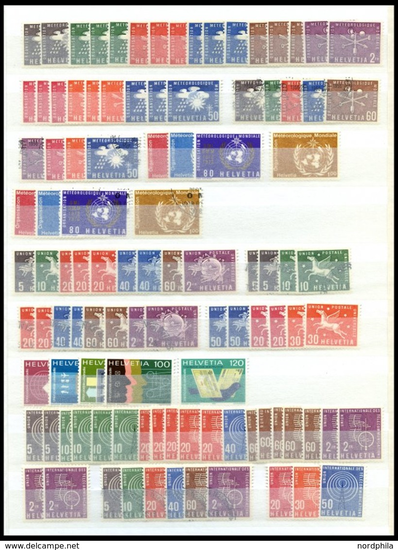 LOTS *,**,o , 1956-83, Kleine Dublettenpartie Ämter, Mit OMU/WHO, UPU, UIT/ITU Und OMPI/WIPO, Prachterhaltung, Mi. 160.- - Sammlungen