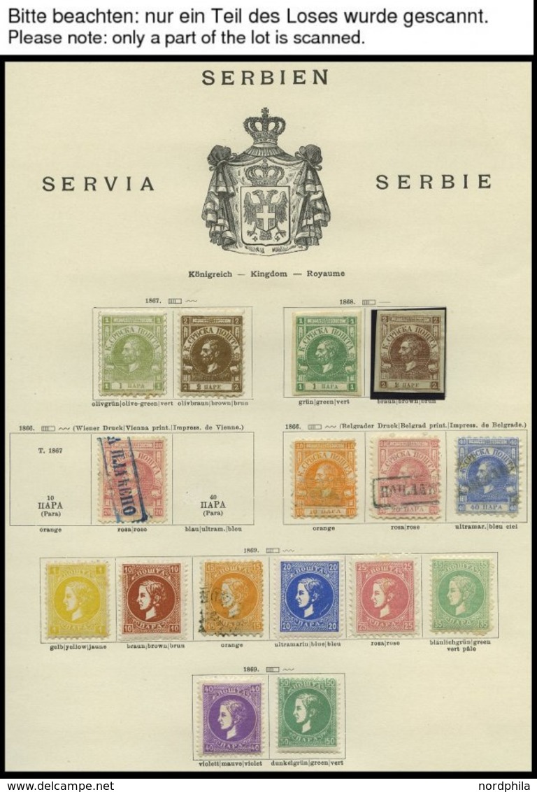 SERBIEN *, O, Alter Sammlungsteil Serbien Bis 1911, Mit Mi.Nr. 4 - 6 Gestempelt, 9/10A Und B * Etc., Fast Nur Prachterha - Serbie