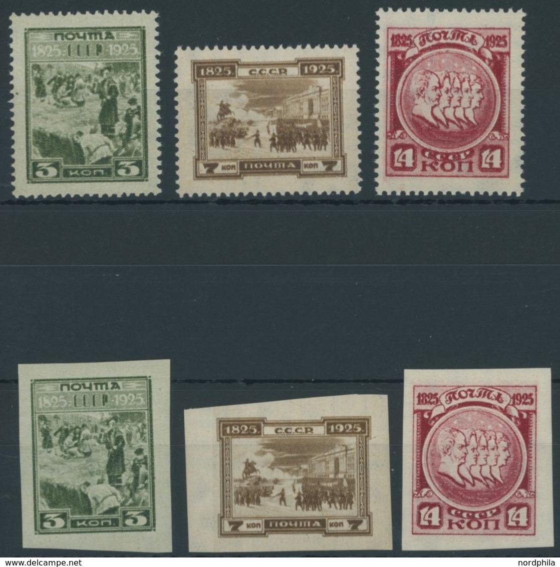 SOWJETUNION 305-07A/B **, 1925, Dekabristenaufstand, Gezähnt Und Ungezähnt, 2 Postfrische Prachtsätze, Mi. 110.- - Gebraucht