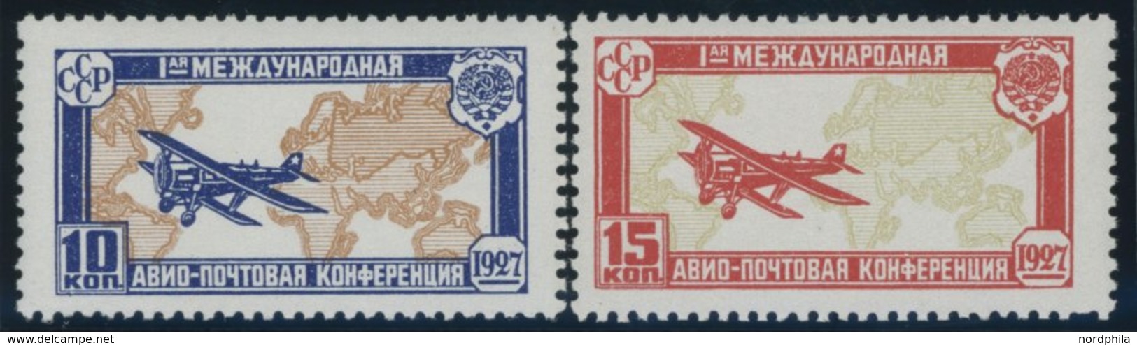 SOWJETUNION 326/7 **, 1927, 1. Internationale Luftpostkonferenz Den Haag, Postfrisch, Pracht, Mi. 80.- - Used Stamps