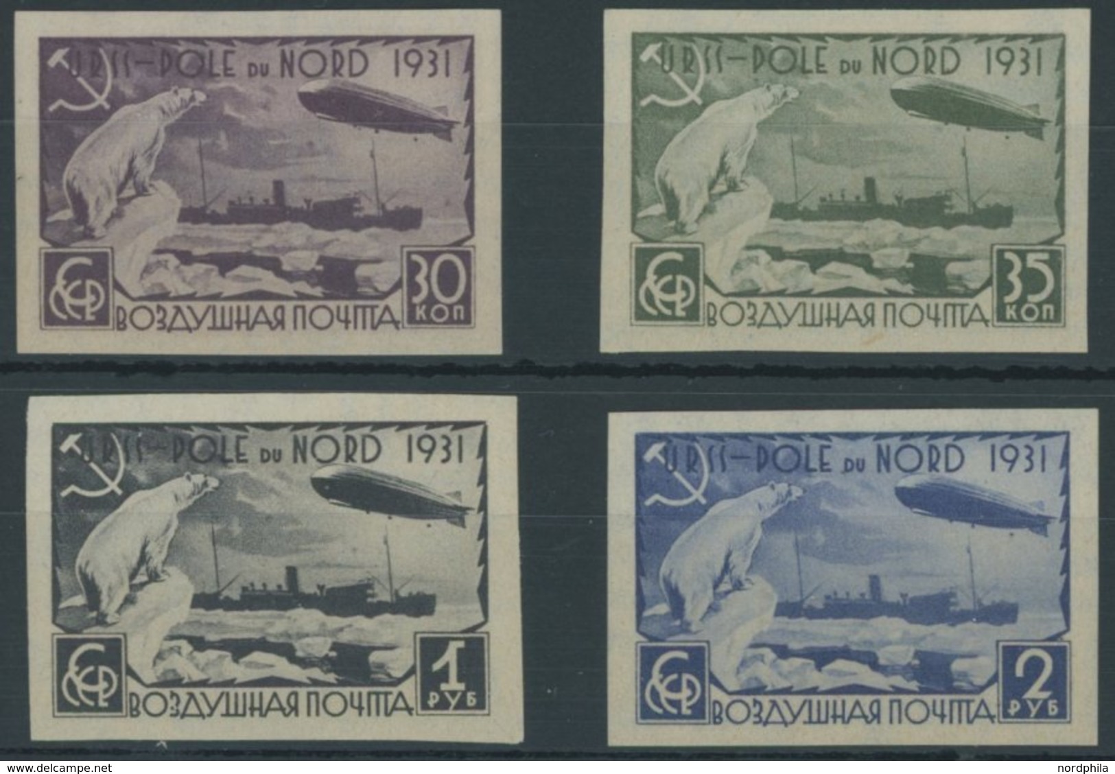 SOWJETUNION 402-05B *, 1931, Polarfahrt, Ungezähnt, Falzrest, Prachtsatz - Usati