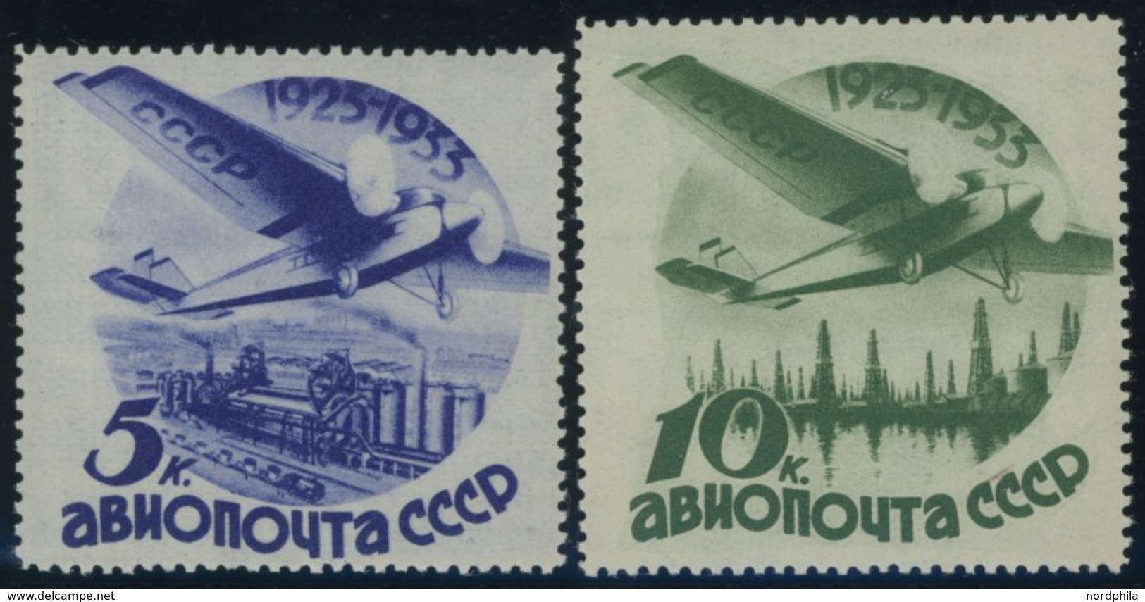 SOWJETUNION 462/3Y **, 1934, 5 Und 10 K. Luftfahrt Und Luftpost, Wz, Liegend, Postfrisch, 2 Prachtwerte, Mi. 120.- - Used Stamps