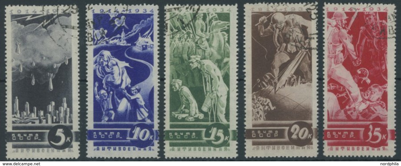 SOWJETUNION 494-98 O, 1935 Erster Weltkrieg, üblich Gezähnt Pracht, Mi. 110.- - Used Stamps