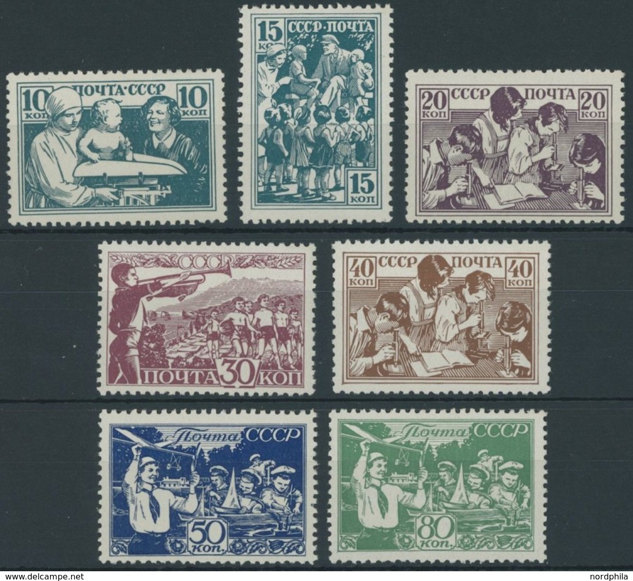 SOWJETUNION 618-24 **, 1938, Sowjetische Kinder, Normale Zähnung, Postfrischer Prachtsatz, Mi. 160.- - Oblitérés