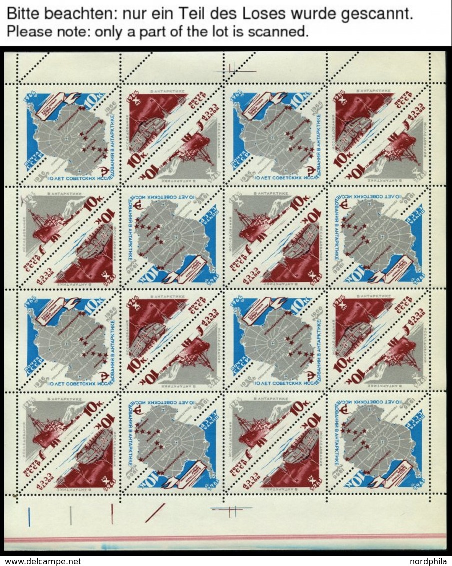 SOWJETUNION 3181-83 **, 1966, Antarktisforschung, Kleinbogen Mit 4 Viererblock-Kehrdruckpaaren, 17x, Marken Pracht, Ränd - Used Stamps