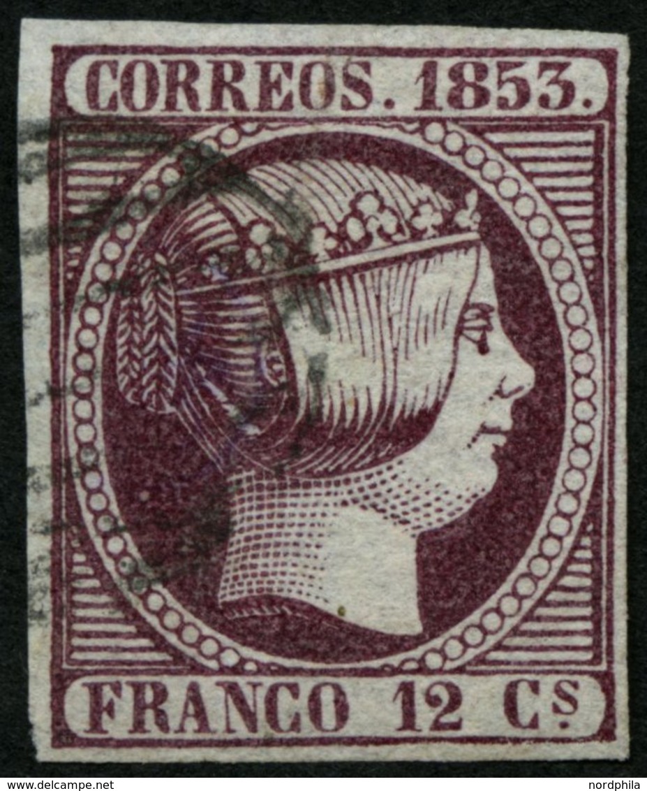 SPANIEN 13 O, 1852, 12 Cs. Lila, Pracht, Mi. 150.- - Other & Unclassified