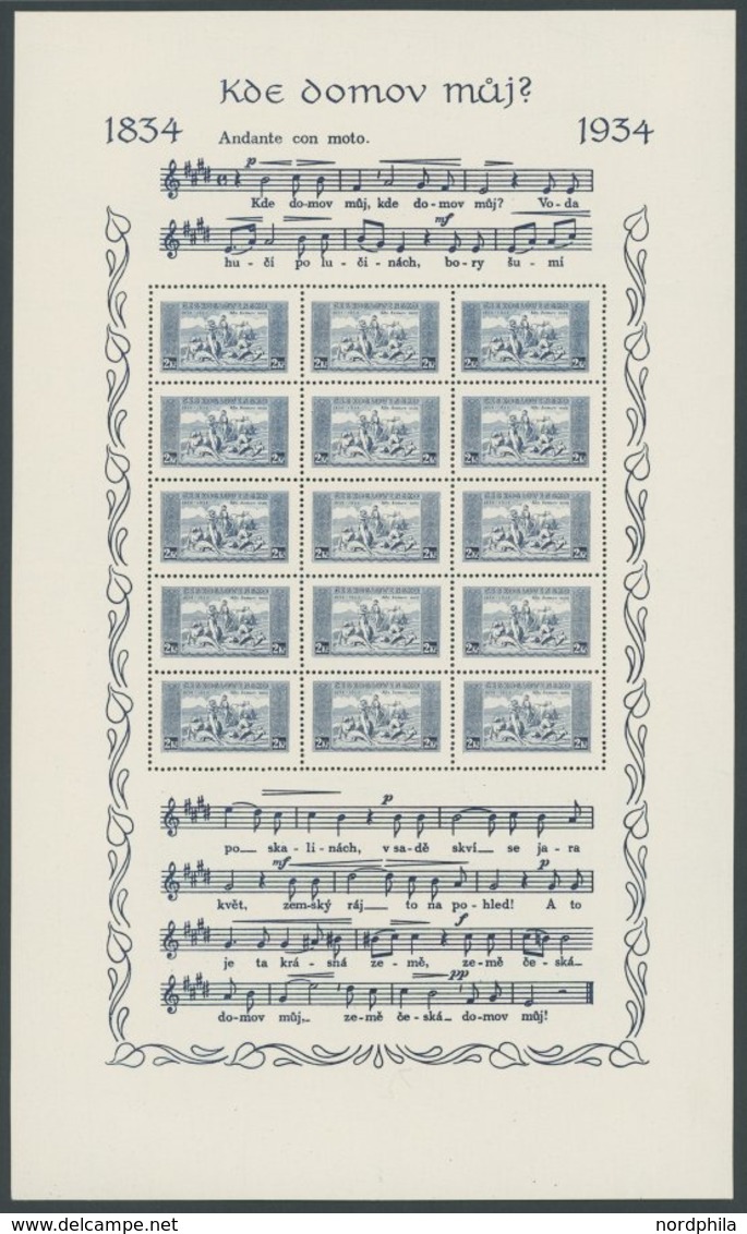 TSCHECHOSLOWAKEI 330/1x (*), 1934, Hymnenblockpaar, Kartonpapier, Beide Schmuckbogen Und Geschenkheft, Pracht, Mi. 950.- - Other & Unclassified