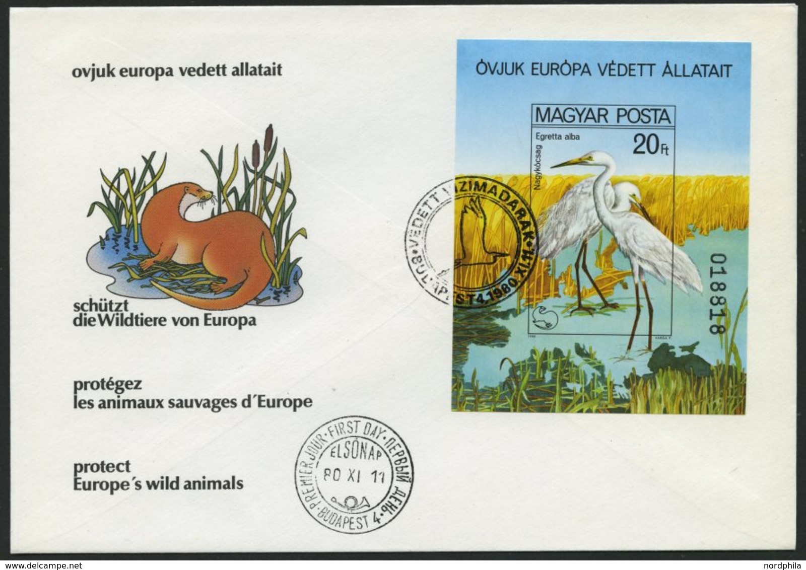 UNGARN 3451-56B,Bl. 146B BRIEF, 1980, Europäische Naturschutzkampagne, Einzelmarken Und Block, Ungezähnt, Auf 3 FDC`s, P - Autres & Non Classés